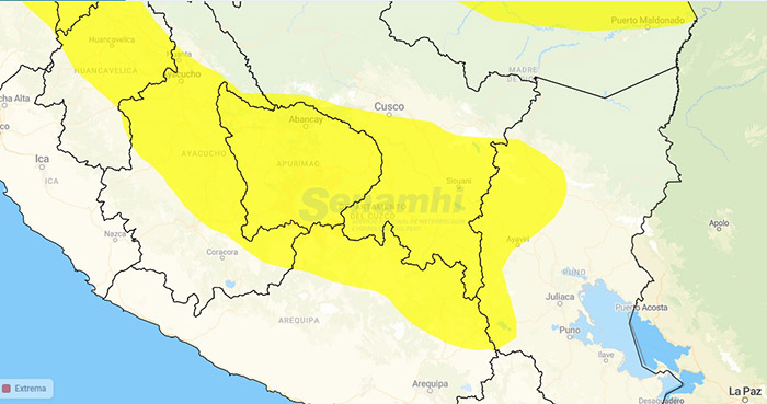 SENAMHI pronostica ocurrencia de precipitaciones pluviales del 20 al 22 de octubre en Apurímac